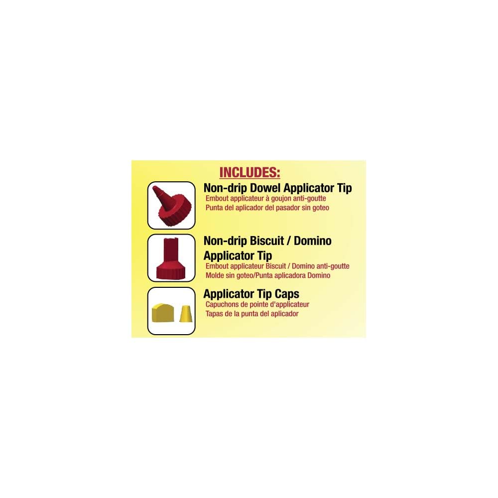 Milescraft 5223 Glue Mate 450-15oz. (450ml) Precision Wood Glue Bottle - Anti-Drip - Dowel and Biscuit Tips Included - Easy Flow Multi-Chamber Design - Ideal for Woodworking