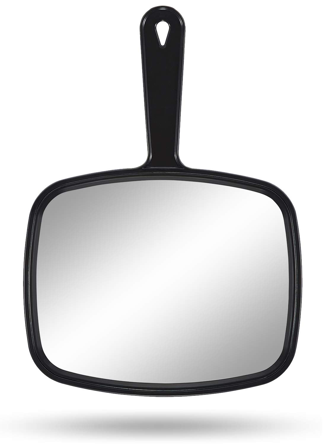 PROTECLE Hand Mirror, 10.3" L x 7.4" W Salon Barber Hairdressing Handheld Mirror with Handle, Square Black