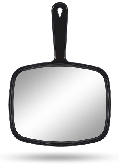 PROTECLE Hand Mirror, 10.3" L x 7.4" W Salon Barber Hairdressing Handheld Mirror with Handle, Square Black