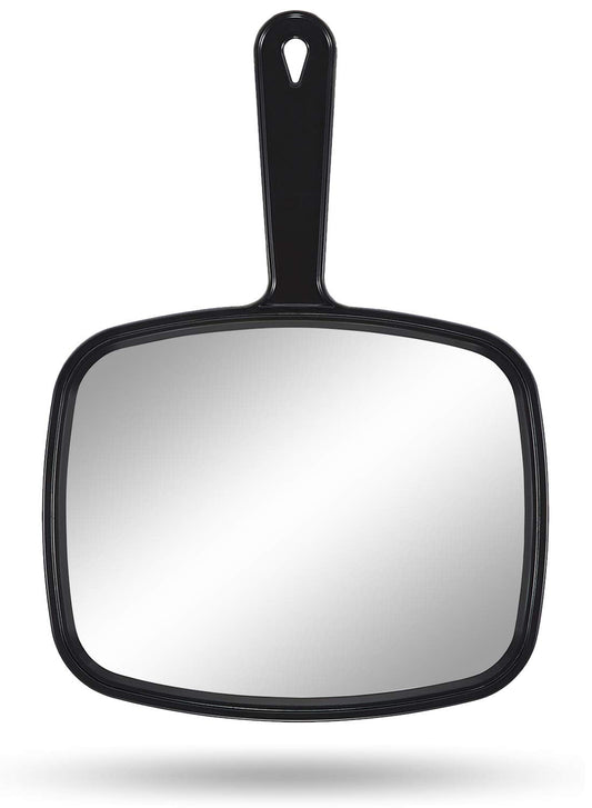 PROTECLE Hand Mirror, 10.3" L x 7.4" W Salon Barber Hairdressing Handheld Mirror with Handle, Square Black