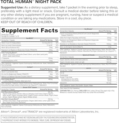 ONNIT Total Human Day and Night Vitamin Packs for Men and Women,Capsule, Adult Multivitamin, 30-Day Supply