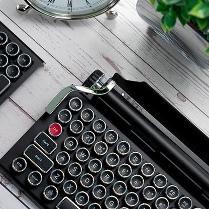 QWERKYTOYS Qwerkywriter Typewriter Inspired Retro Mechanical Wired & Wireless Keyboard with Tablet Stand