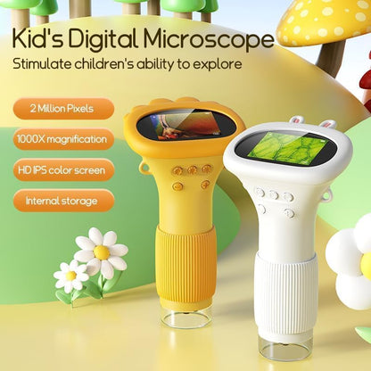 Kids Microscope Pocket Microscope - Ashfly 1000X Portable Microscope for Kid, Photo & Video Mini Microscopes Gifts, 2'' Digital Screen Microscopes for 3-10 Age Years Old Boys Girls Toys