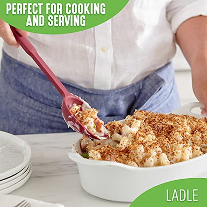 GreenLife Cooking Tools and Utensils, Silicone Spoon for Scooping Scraping and Mixing, Heat and Stain Resistant, Dishwasher Safe, Grey