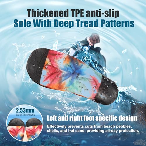 RANDY SUN Unisex Quick-Dry Sand Not Waterproof Socks, Wearable Barefoot Home Fitness Beach Pool Shoes for Surf Swim Yoga Volleyball Provided Protection(1 Pair Blue Printed Low Cut Size 27)