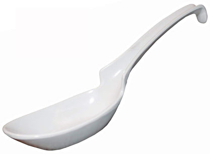 JapanBargain, Japanese Soup Spoons with Hook Chinese Spoons Wonton Spoons Ramen Spoons Ladle Style Soup Spoons, White Color, 3 Pack