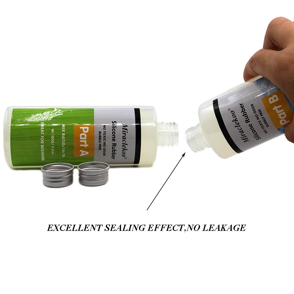 Miraclekoo Silicone Mold Making Kit Liquid Silicone Rubber 15A Platinum Silicone Translucent Mold Making Silicone for Casting Resin Molds, Silicone Molds (7 oz)