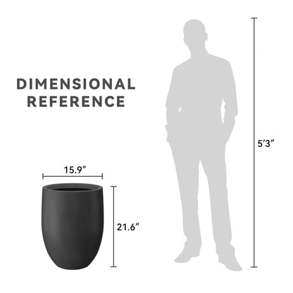 Kante 21.7" H Burnished Black Tall Planter, Large Outdoor Indoor Decorative Pot with Drainage Hole and Rubber Plug, Modern Round Taper Style for Home and Patio