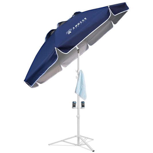 AMMSUN Shade Umbrella, Premium Portable Umbrella with Stand, 6.5ft Lightweight Free Standing Canopy for Sporting Games, Adjustable Instant Sun Protection and Easy to Carry, Navy Blue