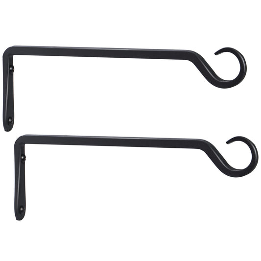 AILIN YELOKIE 2 Pack Premium Forged Wall Hook, Sturdy Hanging Plant Bracket, Elegant Hook for Bird Feeders, Planters, Lanterns, Wind Chimes Indoor Outdoor, Upgrade Black, 12 Inch