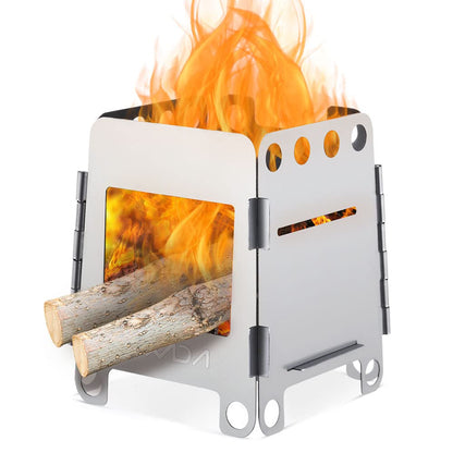 Lixada Camping Wood Stove Folding Lightweight Stainless Steel Wood Burning Stove Portable Backpacking Alcohol Stove for Outdoor Camping Hiking Picnic BBQ Picnic Hunting