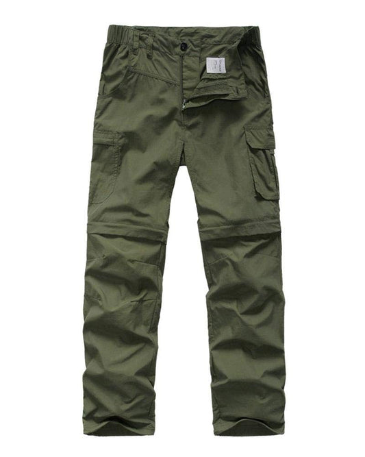 linlon Kids' Cargo Pants, Boy's Casual Outdoor Quick Dry Waterproof Hiking Climbing Convertible Trousers #9016-Army Green-XXS