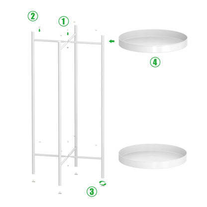 OVICAR Plant Stand Indoor Outdoor - Metal Flower Pot Holder Table Tall Potted Rack Organizer Rustproof Plant Display Shelf For Home Garden Patio Balcony Office Living Room Bathroom Corner (White)