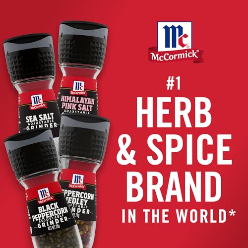 McCormick Salt & Pepper Grinder Variety Pack, Himalayan Pink Salt, Sea Salt, Black Peppercorn, and Peppercorn Medley, 6.47 oz