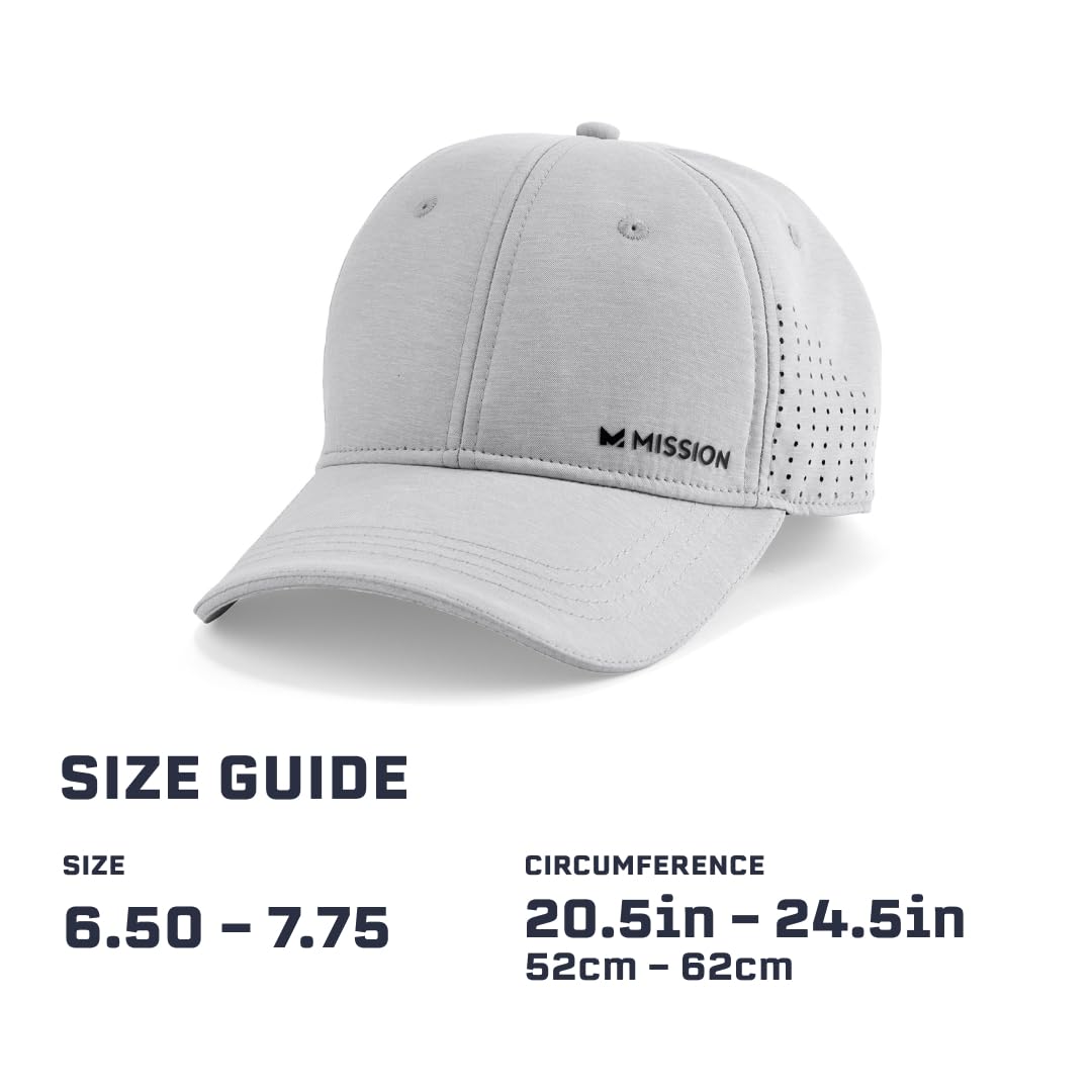 MISSION Cooling UPF Vented Performance Hat - Unisex One Size Cap for Workouts, Golf & Running - Sweat & Water Activated Technology - (Alloy Heather)
