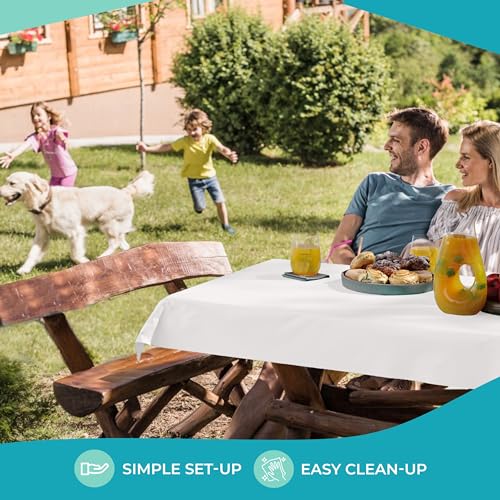 Exquisite Party Solids White Plastic Table Cover Roll 40" X 300' Table Cloth Plastic Cover Roll - Premium Quality Thick 0.5 MIL Banquet Rolls - Disposable Tablecloth Rolls