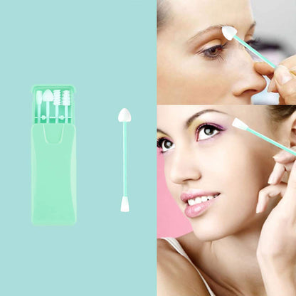 Rnker Reusable Swabs Silicone Cotton Swabs Rough Friction Q-Tip for Ears Cleaning, Love Shape Q-Tip for Cosmetic makeup for women (New 4 pack, Grass Green) Design Upgrade