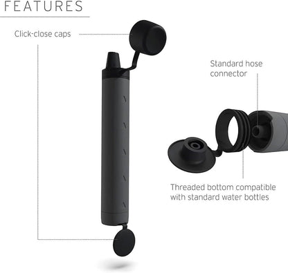 LifeStraw Peak Series - Personal Water Filter Straw for Backup Filtration, Emergency, Survival, and Ultralight Hydration, BPA-Free, Dark Mountain Gray