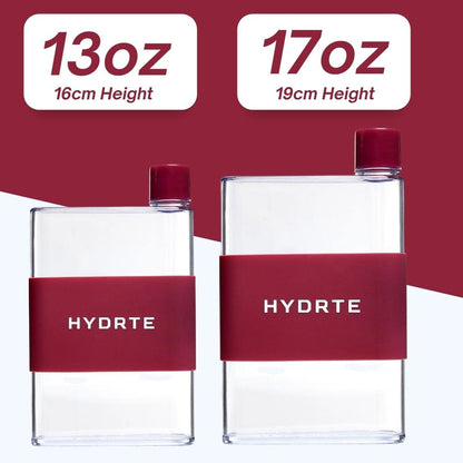 Hydrte Flat Water Bottle 16.2 oz, Leak Proof and Slim Design, The Purse Water Bottle, Cute Water Bottles made for Women and Men, BPA Free Square
