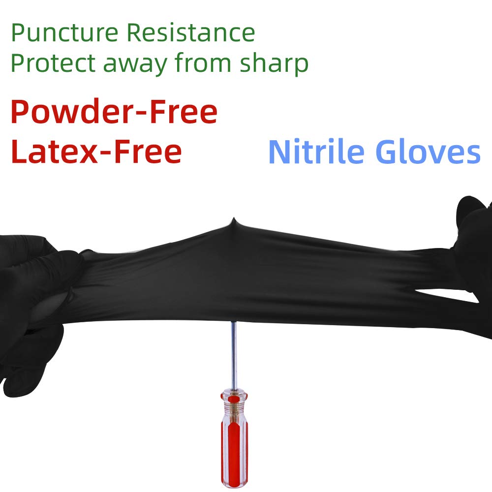 KEOELY Nitrile Disposable Gloves Pack of 100, Latex Free Safety Working Gloves for Food Handle or Industrial Use(Black,Medium)