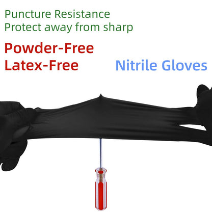 KEOELY Nitrile Disposable Gloves Pack of 100, Latex Free Safety Working Gloves for Food Handle or Industrial Use(Black,Medium)