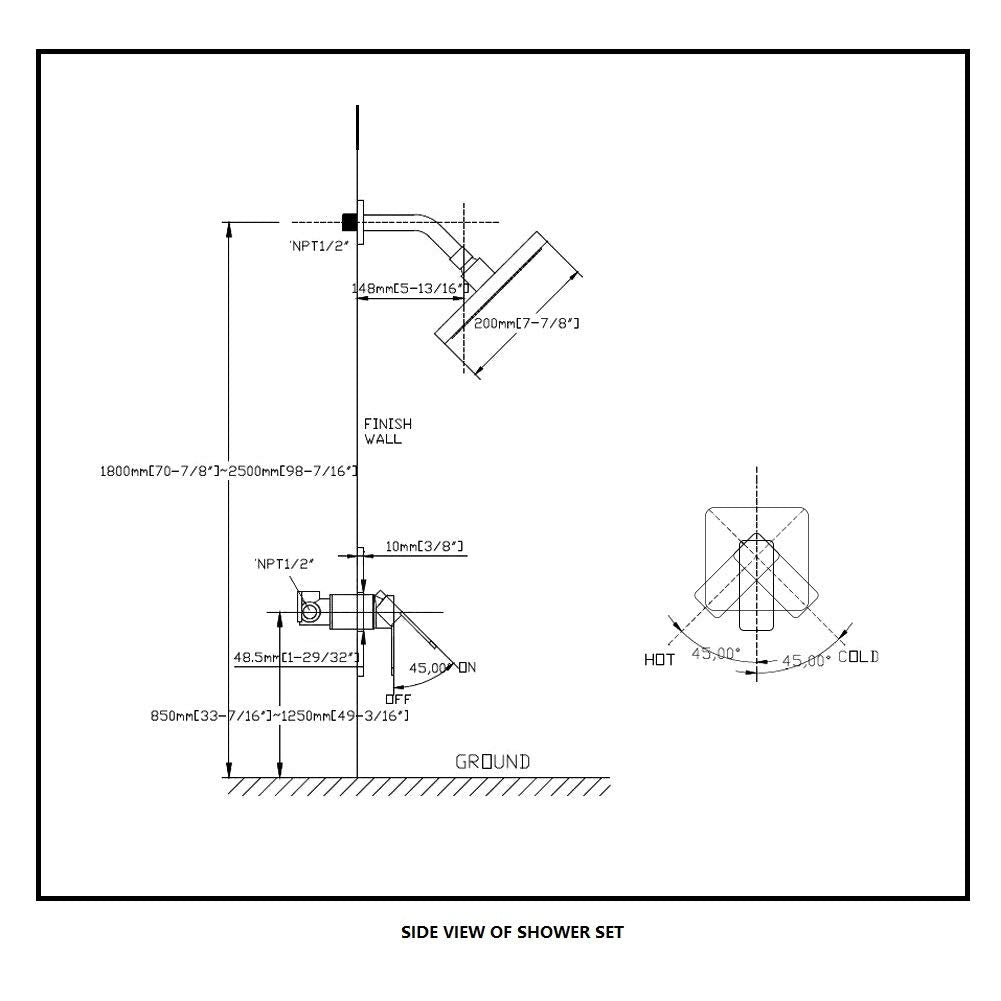 POP SANITARYWARE Single Function Shower Trim Kit with Rough-in Valve, Bathroom Rain Shower Set Bath Rainfall Shower Faucet System with Square Stainless Steel Metal Showerhead, Polished Chrome
