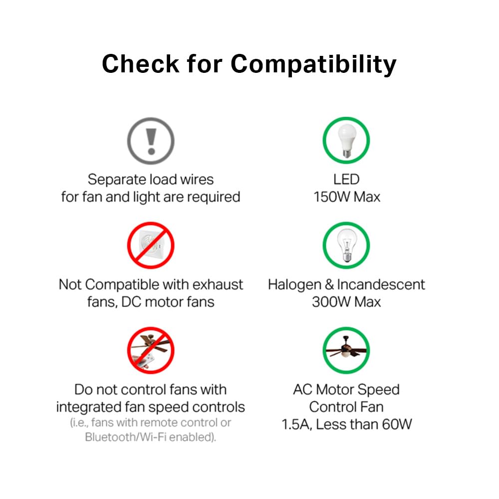 Kasa Smart Ceiling Fan Control & Dimmer Switch | Adjustable 4-Speed Fan & Brightness Control | Works w/Apple HomeKit, Alexa & Google Home | 2.4G Wi-Fi Only, Single Pole, Neutral Wire Required | KS240