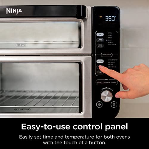 Ninja DCT451 12-in-1 Smart Double Oven with FlexDoor, Thermometer, FlavorSeal, Smart Finish, Rapid Top Convection and Air Fry Bottom , Stainless Steel