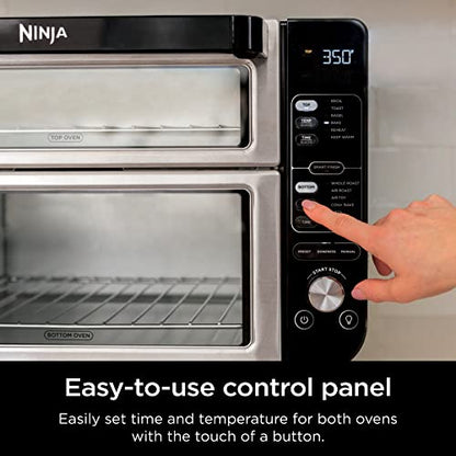 Ninja DCT451 12-in-1 Smart Double Oven with FlexDoor, Thermometer, FlavorSeal, Smart Finish, Rapid Top Convection and Air Fry Bottom , Stainless Steel