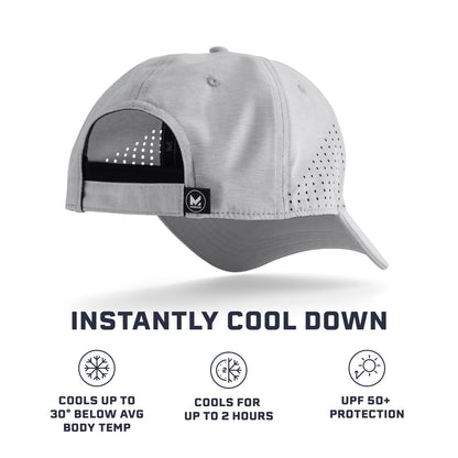 MISSION Cooling UPF Vented Performance Hat - Unisex One Size Cap for Workouts, Golf & Running - Sweat & Water Activated Technology - (Alloy Heather)