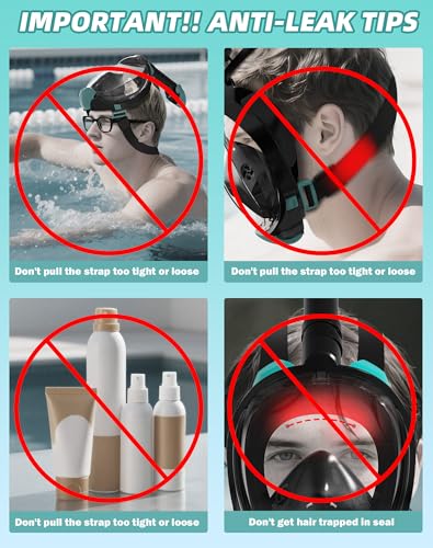 Viginsul Mask Fins Snorkeling Gear for Adults, Full Face Snorkel Mask & Adjustable Swim Fins Snorkel Set, Panoramic View Snorkel Mask Dry Top Anti-Fog Anti-Leak