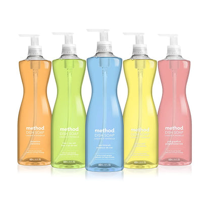 Method Gel Dish Soap , Clementine, Biodegradable Formula, Tough on Grease, 18 Fl Oz (Pack of 4)