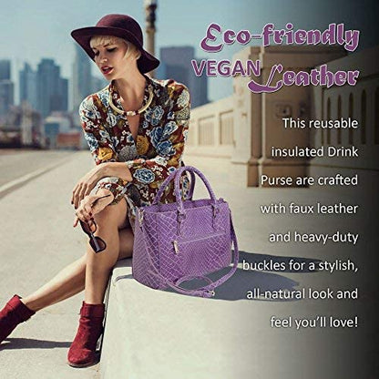 Primeware Insulated Purse w/ 3L Bladder Bag | Thermal Hot and Cold Storage | Portable Drinking Dispenser for Wine, Cocktails, Beer, Alcohol | PU Leather Finish