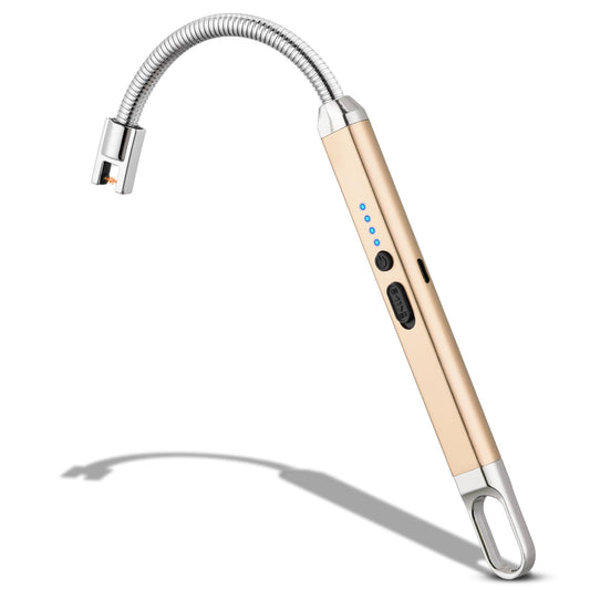 MEIRUBY Lighter Electric Candle Lighter Birthday Women's Day Gifts for Women Mom Wife Men, Long Electronic Rechargeable USB Lighter Arc Windproof Flameless Lighters for Candle Camping BBQ (Gold)