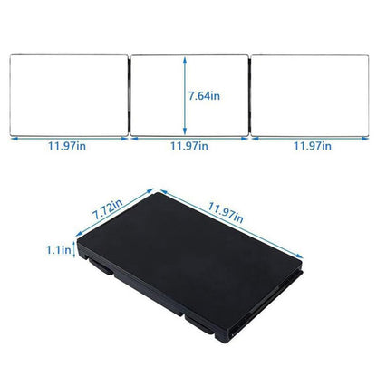 HIEEY 3 Way Mirror for Hair Cutting,360 Trifold Mirror with Height Adjustable Telescoping Hooks,and 5X Magnification,for Makeup, Hair Styling