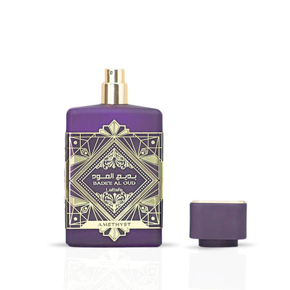 Lattafa Bade'e Al Oud Amethyst - Floral, Fruity, Amber, Oud - Eau de Parfum Long-Lasting Fragrance for Unisex, 3.40 Ounce / 100 ml