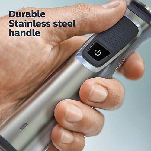 Norelco Philips Multigroom 7000 Series, All-in-One Trimmer, Beard Trimmer and Hair Clipper, 19-Piece Men's Grooming Kit for Beard, Head, Hair, Body, and Face, Soft Pouch, MG7910/49