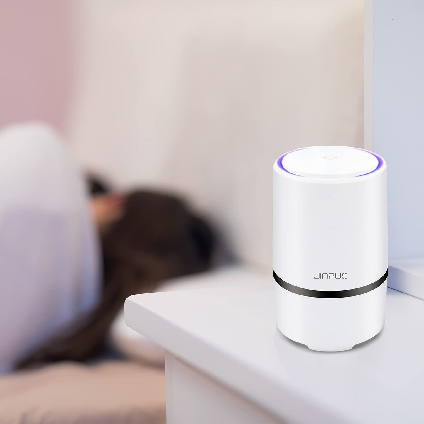 JINPUS Air Purifier Small Portable Air Cleaner for Bedroom with HEPA Filter, Upgraded Low Noise Home Air Purifiers GL-2103 (Powered by 4.9 ft USB Cable, No Adapter)