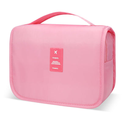 Lcsmaokin Large Capacity Toiletry Bag Travel Bag with Hanging Hook for Men and Women Waterproof Travel Cosmetic Bag Bathroom Storage Bag for Brushes Set, Full-Sized Shampoo,Accessories(Pink)