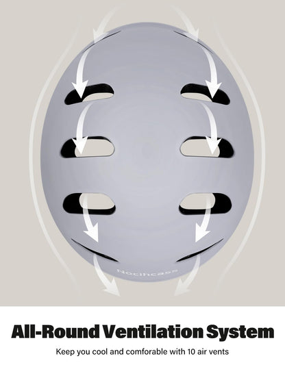 Nocihcass Skateboard Bike Helmet,Multi-Sport with Premium Safety & Ventilation,Shock-Absorbing,Adjustable for Cycling Scooter Commuter Skate Protection for Youth Adult(Large, Matte Grey)