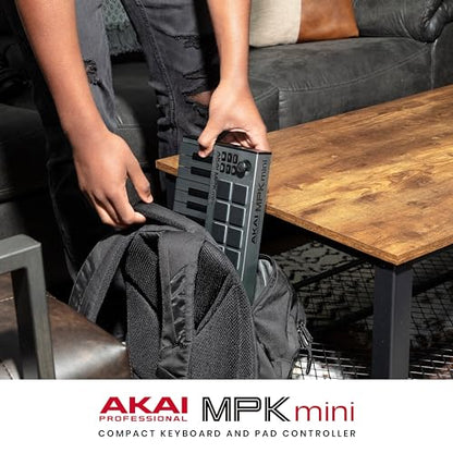 Akai Professional MPK Mini MK3 - 25 Key USB MIDI Keyboard Controller With 8 Backlit Drum Pads, 8 Knobs, Music Production Software and Native Instruments Sound Package (NKS Integration), Grey