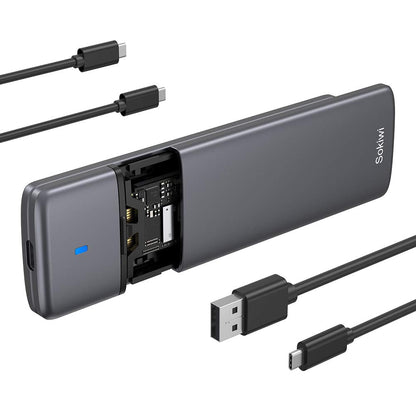 M.2 NVMe SATA SSD Enclosure Adapter Tool-Free,Sokiwi USB 3.2 Gen2 10Gbps External to USB PCI-E 6Gbps SATA M-Key / B+M Key, NVMe Reader Support UASP Trim for SSDs 2230/2242/2260/2280