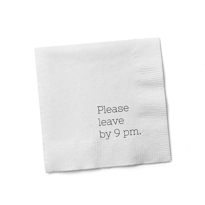 Funny Cocktail Napkins – “Please Leave by 9 PM” – 20 Pack | Hilarious Disposable Paper Napkins for Parties, Bars, Weddings, Birthdays, Bachelorette & Adult Gatherings