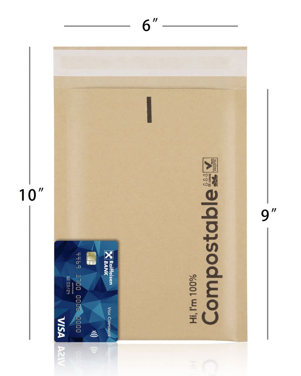 6x10 100% Biodegradable Bubble Mailers,25 Count Kraft Brown #0 Compostable Padded Packaging Wrap Envelopes Pouches Eco Friendly Self Seal Bags