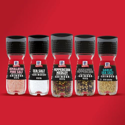 McCormick Salt & Pepper Grinder Variety Pack, Himalayan Pink Salt, Sea Salt, Black Peppercorn, and Peppercorn Medley, 6.47 oz