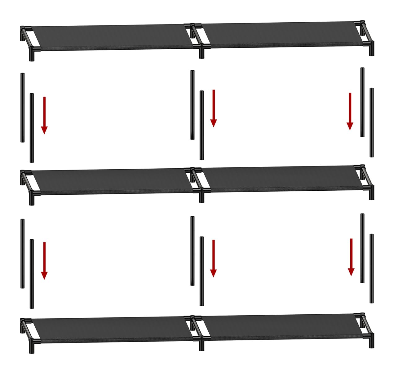 FIDUCIAL HOME 4 Tiers Shoe Rack Organizer 16-20 Pairs Stackable Shoe Storage Shelf Durable for Closet Entryway, Black