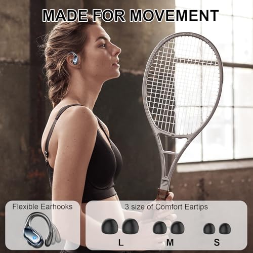 Ltinist Wireless Earbuds, 75hrs Bluetooth 5.4 Headphone Sport, 2025 Bluetooth Earbuds Deep Bass Over Ear Buds with Earhooks, ENC Noise Cancelling Earphone Mic, IPX8 Waterproof for Workout/Running/Gym