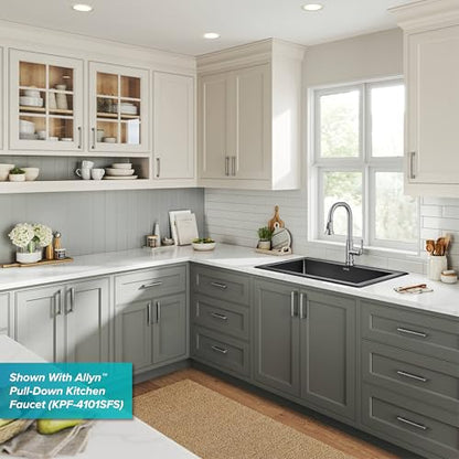 KRAUS Forteza 33-inch Drop In/Undermount Single Bowl Granite Kitchen Sink in Black, KGD-54BLACK