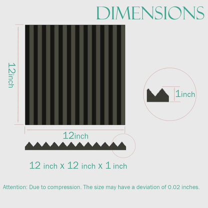 52 Pack Acoustic Foam Panel Wedge Studio Soundproofing Wall Tiles 12" X 12" X 1"