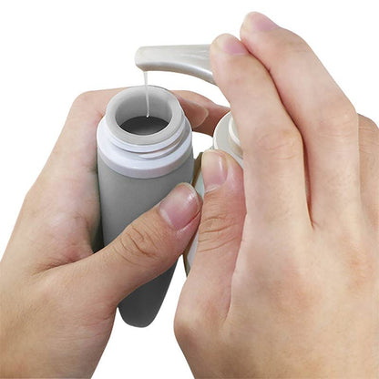 LYOB Travel Bottles for Toiletries, TSA Approved 3oz Leak Proof Silicone Refillable Squeeze Travel Size Containers BPA Free for Cleansers, Lotions, Shampoo 3-pk (Black-Gray-White)